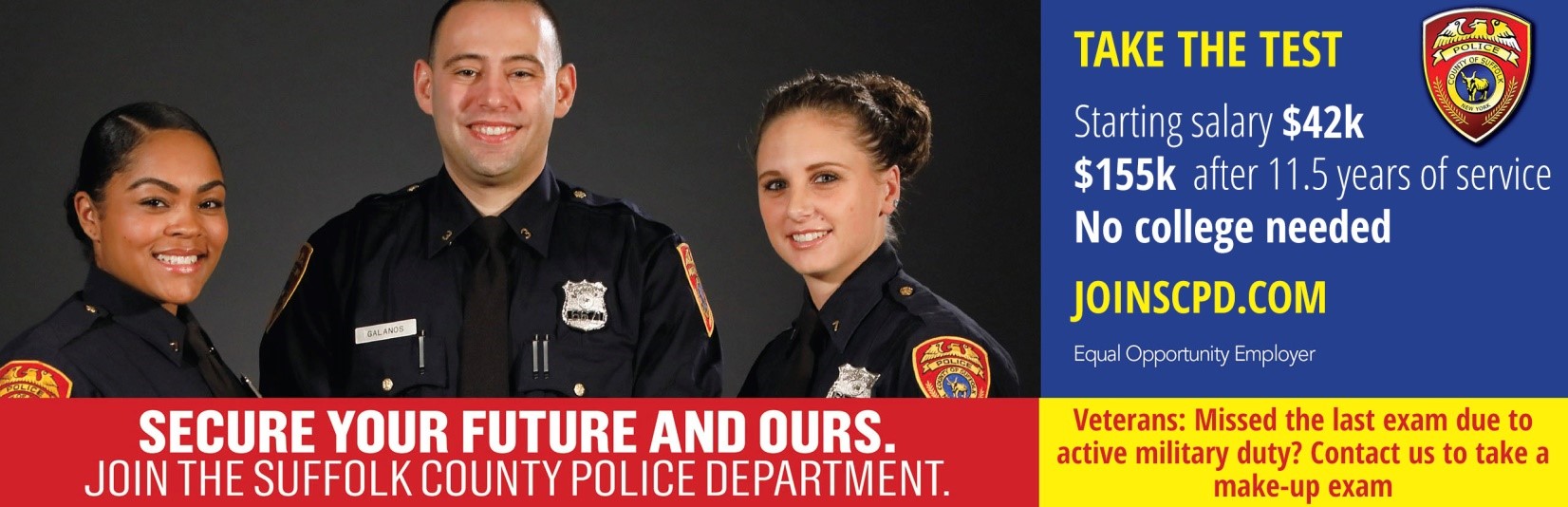 description of benefits from joining Suffolk County's Police Department